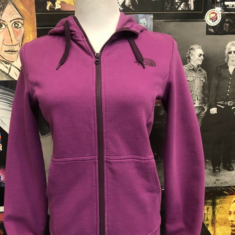 North Face Women's Purple Zip-up Hoodie Size Small