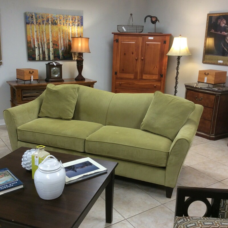 This La-Z-boy sofa has been upholstered in a soft chartreuse and is in great condition. Comfortable too!