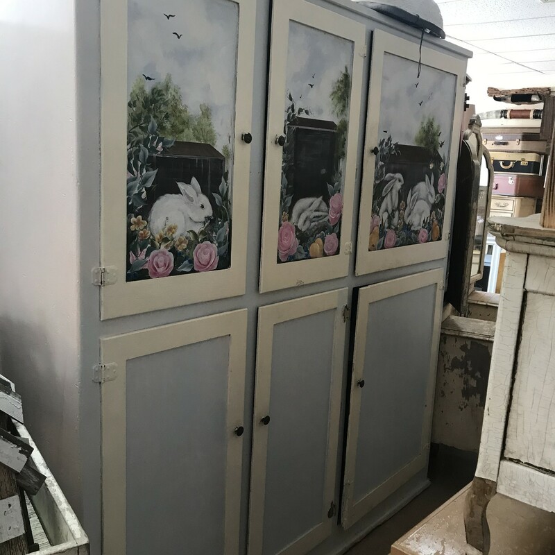 This is a great old school house cupboard that would be the perfect storage space for any room. It measures 72 inches wide x 78 inches tall x 16 inches deep.