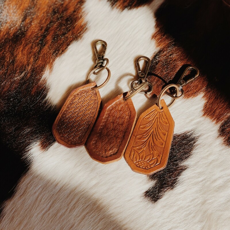 Carved Leather Keychain