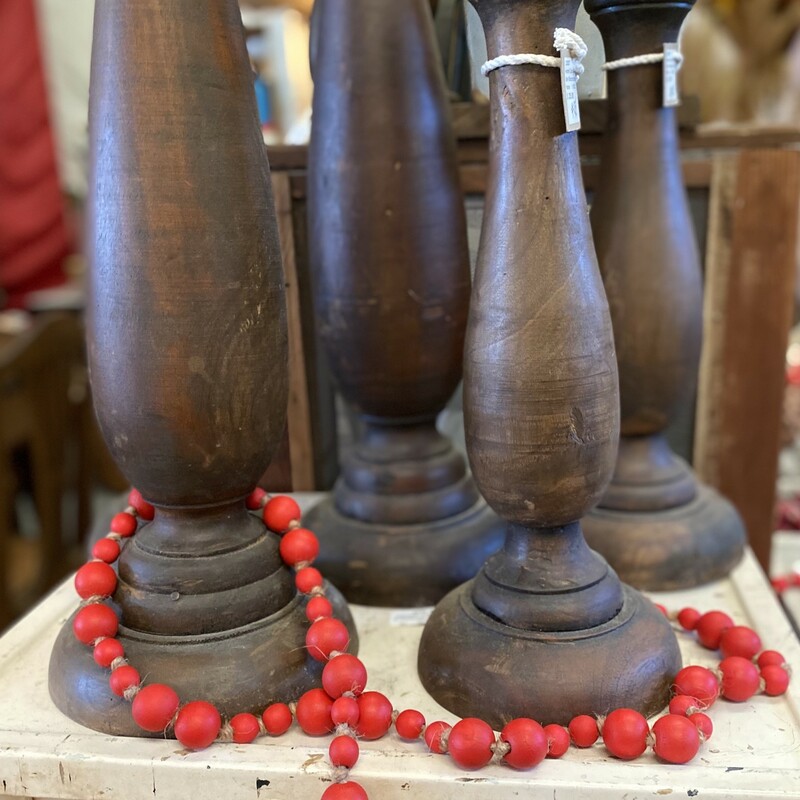 Bright red wood beads that measure 42 inches in length
Beads are the hottest new trend and look great anywhere in your home