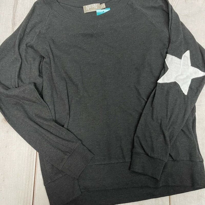 Nation Ltd Pullover
Grey with Stars on Elbow
Size: Womens Small