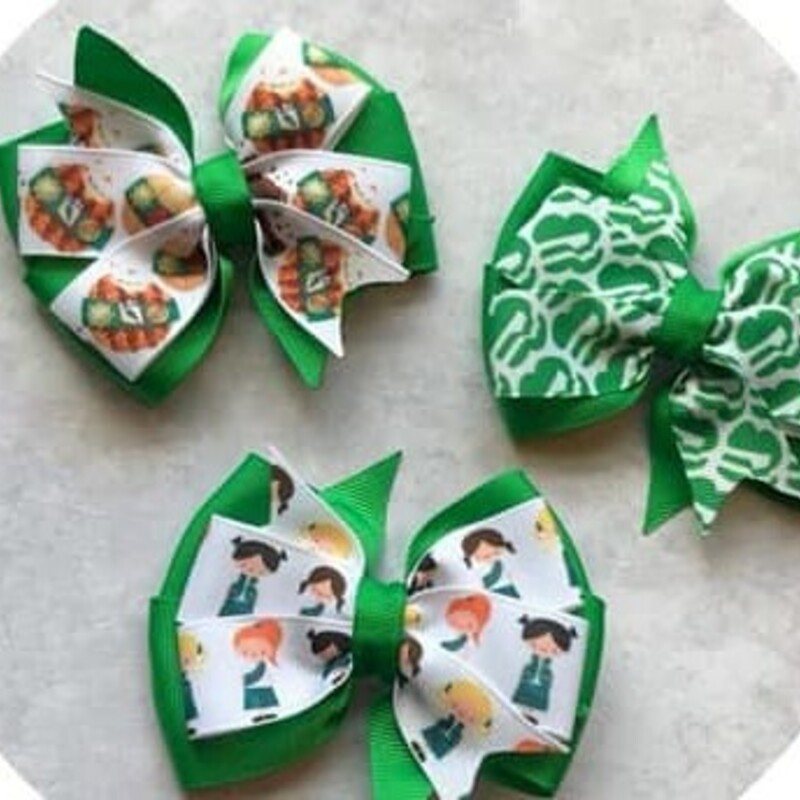 Girl Scout inspired Double Ribbon Clips