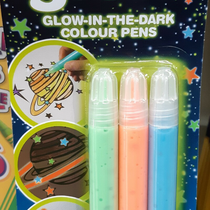 Glow In The Dark Pens, Set Of 3, Size: Art