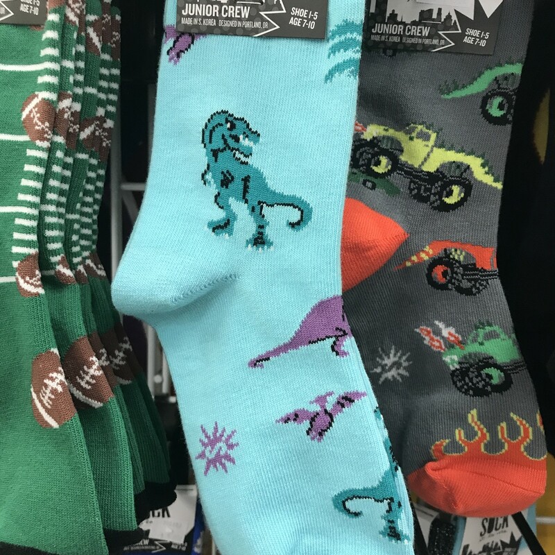 Dinosaur Junior Socks, Age 3-6, Size: Clothing