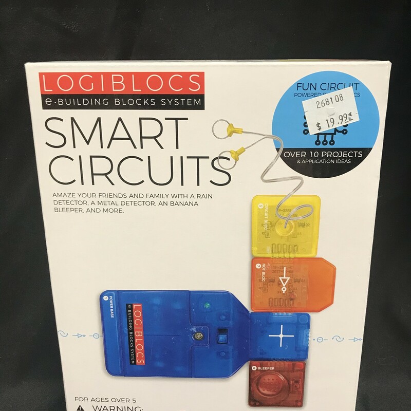 Smart Circuits, Logibloc, Sciencekit
Ages 5+
Amaze your friends and family with a rian detector, a metal detector, a banana bleeper and more!

Understanding Lobiblocs: is the electronic discovery system that helps you understand the world of technology around you as you create your own inventions.  From traffic lights to super computers, everything in today's high-tech world runs by the same principles that logiblocs demonstrate.  Inside each logibloc is a printed circuit board and every block is coloour-coded for the function it performs.  By plugging together logicblocs in different combinations you can create circuits and virtually write your own simple program to build each new invention.
