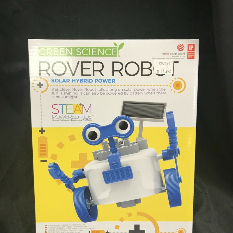 Rover Robot, Green ScienceKit
Ages 5+
Reddot design award winner
This clever Rover Robot rolls along on solar power when the sun is shining.  It can also be powered by battery when there is no Sunlight.

STEAM