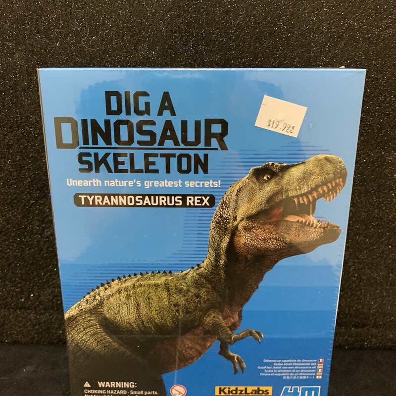 Dinosaur Dig Tyrannosauru, KidzLabs, DIY
Ages 8+
This kit includes a plaster block and a specially designed digging too to help excavate the skeleton.  Provides hours of fun for you as a paleontologist!  Assemble the skeleton to form a model!  Pose it and display it!