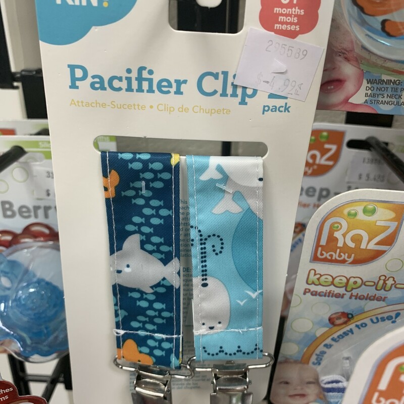 Pacifier Clip (2) Ocean, Blue, Size: Baby
