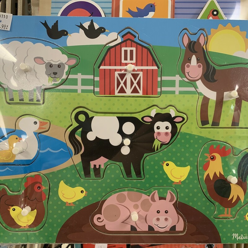 Farm Animal Peg Puzzle, Wood, Size: Puzzle