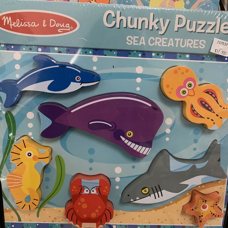 Chunky Puzzle Sea Creatur, Wood, Size: Puzzle