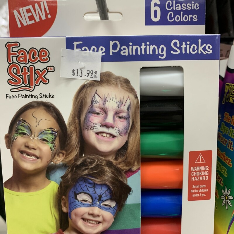 Face Painting Sticks, 6 Colour, Size: Loot Bag

100% safe! Paints are non-toxic and safe for everyone to enjoy. They are suitable for even the most sensitive skin.
Easy on, easy off! Paint is as easy to remove as it is to put on. There is no need for harsh scrubbing or removers. Simply washes off with a little soap and water.
Double the paint! Each stick contains more than double the amount of paint as compared to our competitors
Quick drying! Paints dry quickly and will not smudge.
