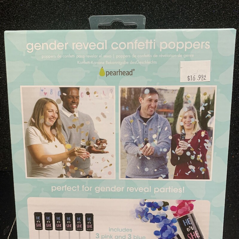 Gender Reveal Poppers, Set Of 6, Size: BabyShower