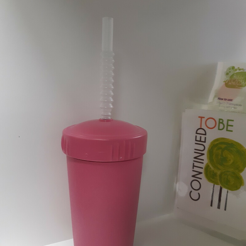 Cup With StrawBright Pink, Pink, Size: Eating