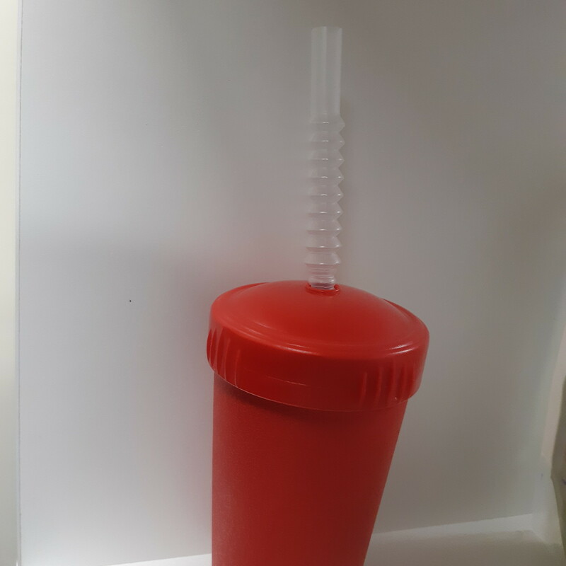 Cup With Straw Red, Red, Size: Eating
