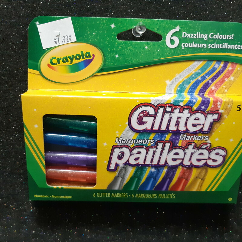 Glitter Markers, Set Of 6, Size: Art