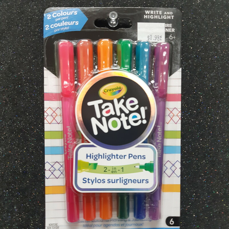 Highlighter Pens, Set Of 6, Size: Arts