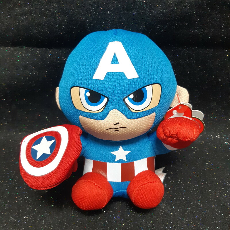 Captain America Beanie Ba, Blue, Size: Plush