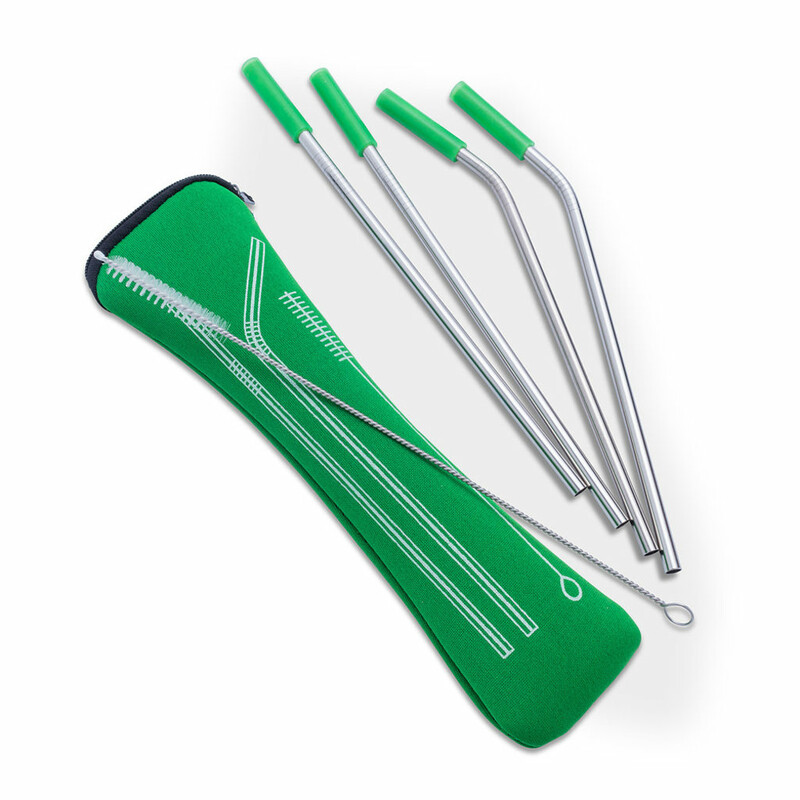 Sip your favourite beverage in style with this travel set of assorted stainless steel straws.
Rust-proof and dishwasher safe, this set of four reusable straws two straight, two bent with hot pink silicone tips are an eco-friendly alternative to plastic that will elevate any occasion.
This set includes a cleaning brush and matching pink case. Other and colours also available.
