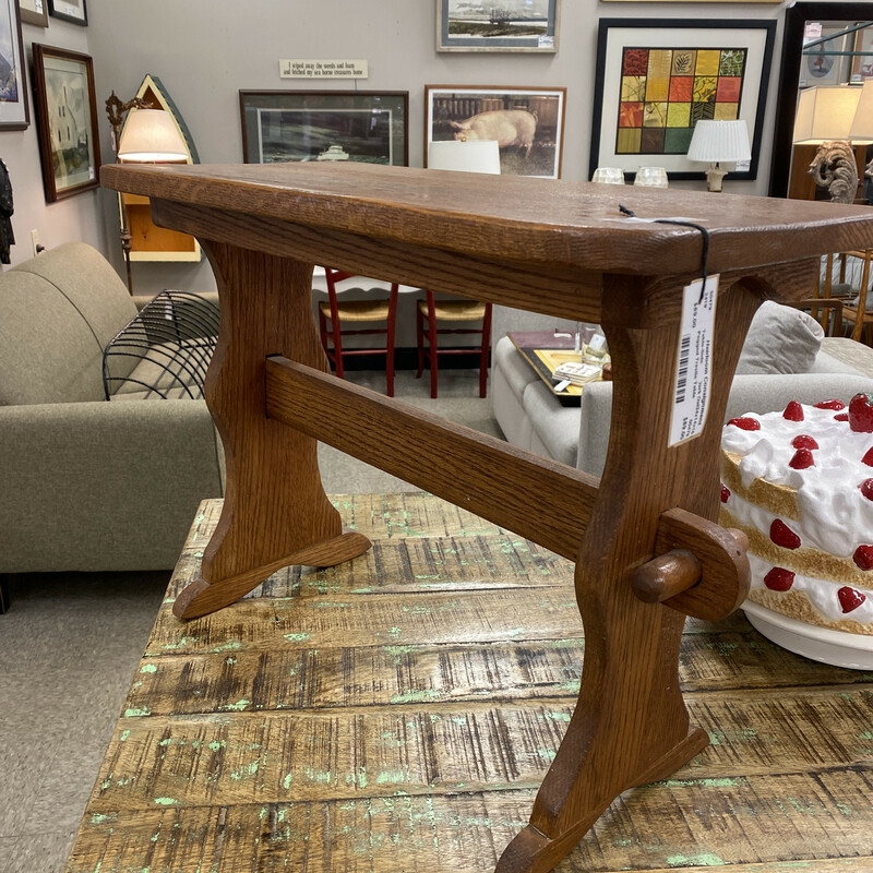 Pegged Trestle Table, Dark Oak, Size: 24x14x16 I