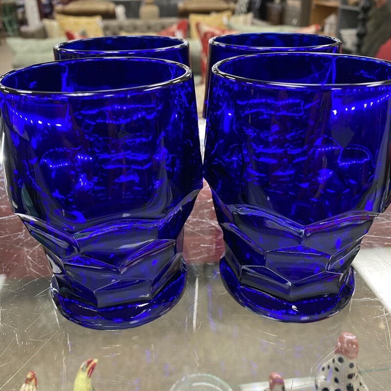 4 Georgian Colbalt Glasse