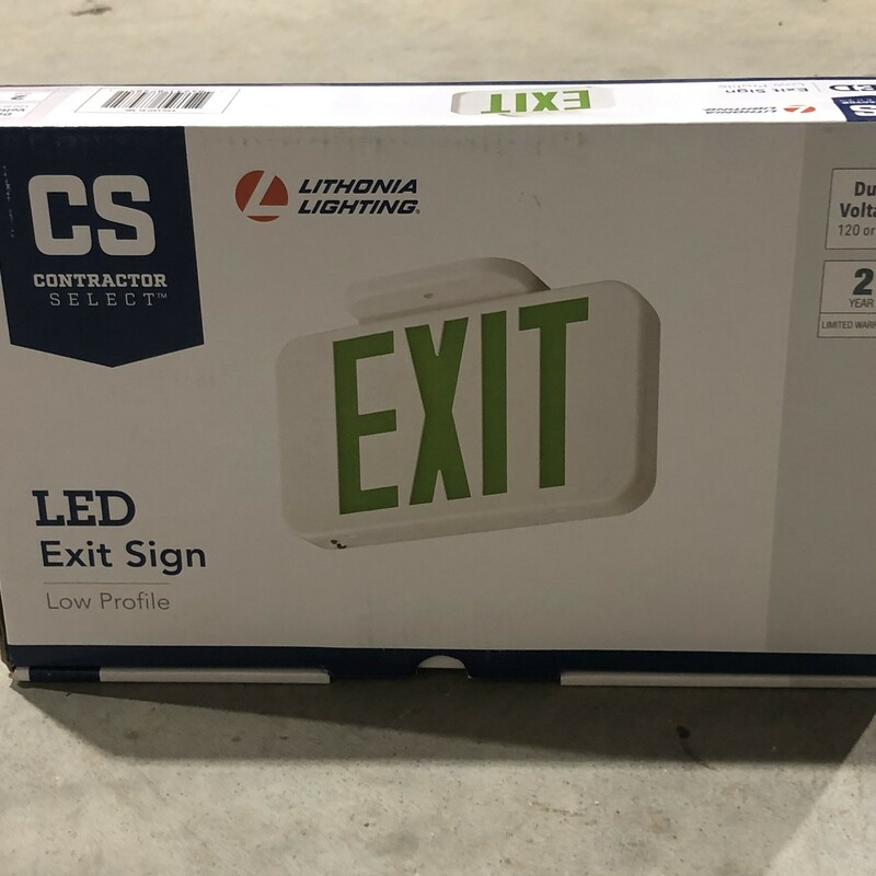 Lithonia Lighting Quantum White LED Exit Sign  with Green Letters