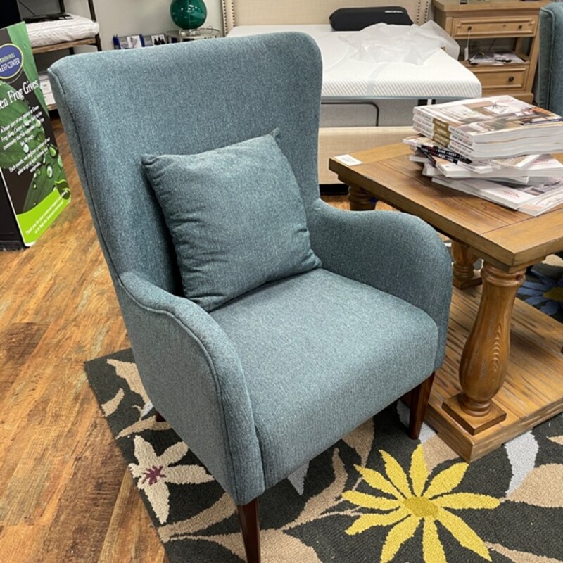 Teal Contemporary Wing Back Chair