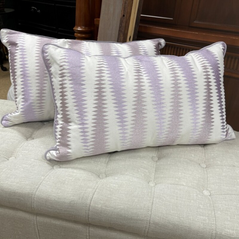 Purple Zig Zag Pillows, Pair, Size: 23x14