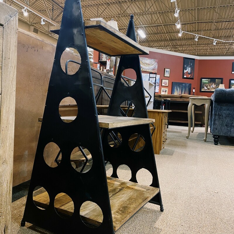 Metal + Wood Bottle Stand
