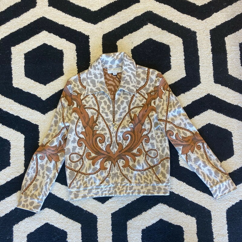 St. John Jacket: Subtle gold sheen makes this piece stand out on top of copper and ivory tones.  Size small.