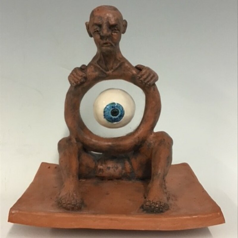Title: Endoscope
Artist: Fred Freeman
Size: 8in w x 6in d x 9in h
Medium: Clay
Description: A symbolic depiction of a medical procedure