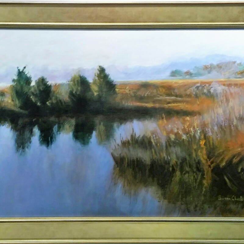 Title:Marsh Grasses, Artist: Susan Check, Medium: Oil, Size: 20inx30in Framed, Statement: The location is Pleasure House Point, Virginia Beach.