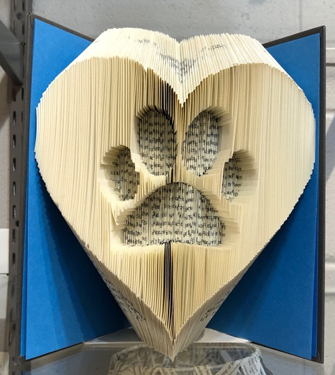 Title: Paws And Feel The Love, Artist: Maggie Kerrigan, Medium: Altered Book, Size: 8inW x 9inT x 6in D