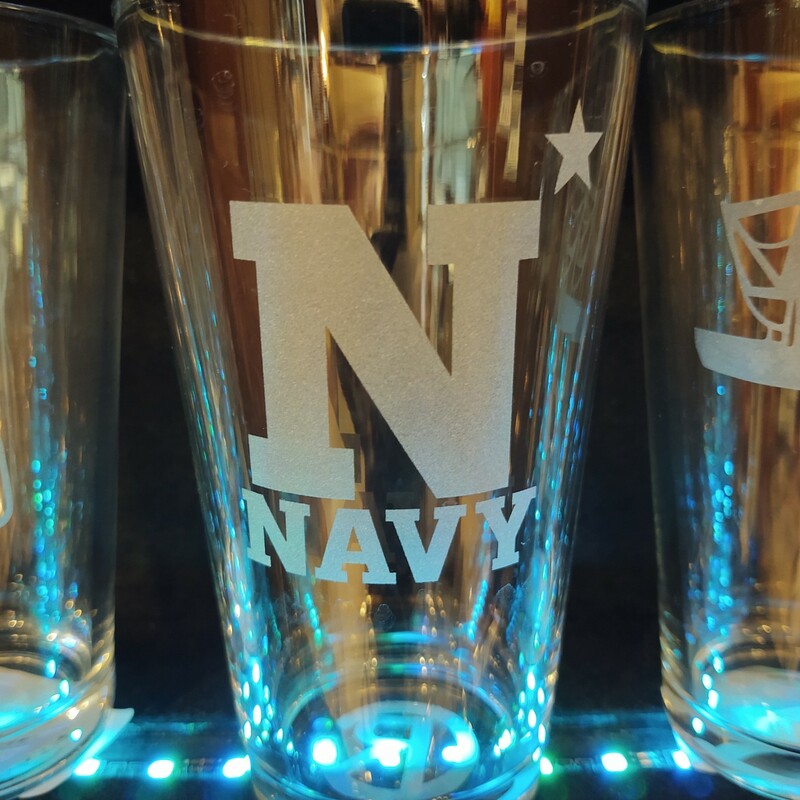 Navy Pint Glass
