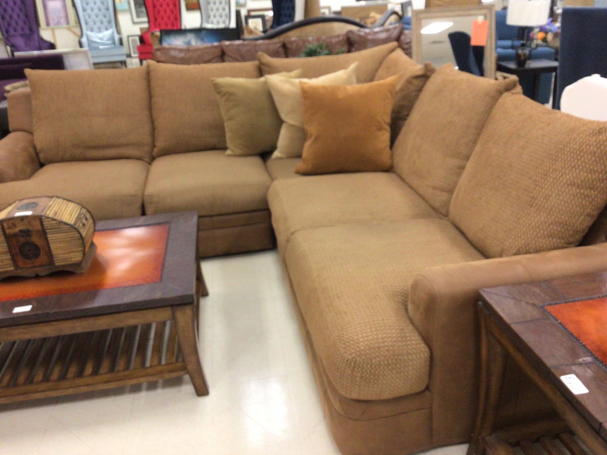 3 Piece Camel Sectional | Chic & Cozy Consignment Furniture