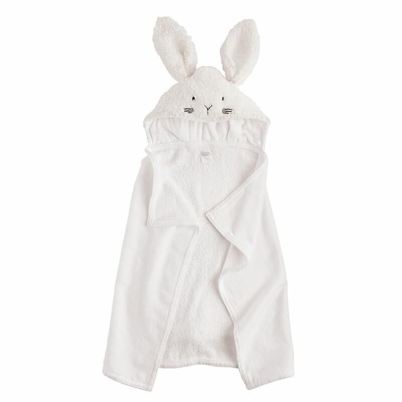 - Terry cloth infant sized towel
- Sherpa hood
- Back loop tag for hanging
- Sized to fit ages up to 18M