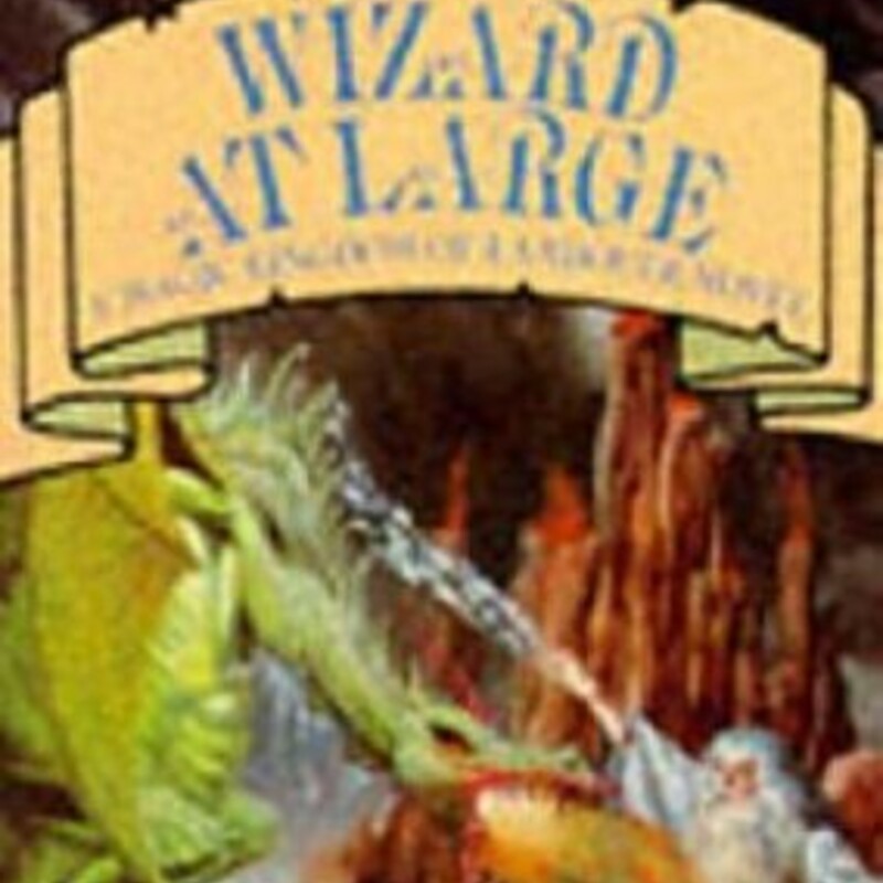Paperback

Wizard at Large
(Magic Kingdom of Landover #3)
by Terry Brooks (Goodreads Author)

It all began when the half-able wizard Questor Thews announced that finally he could restore the Court Scribe Abernathy to human form. All went well until the wizard breahed the magic dust of his spell and suddenly sneezed. Then, where Abernathy had stood, there was only a bottle containing a particularly evil imp, who soon escapes.