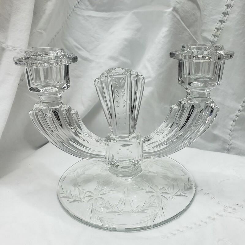 Pair Etched Candlesticks