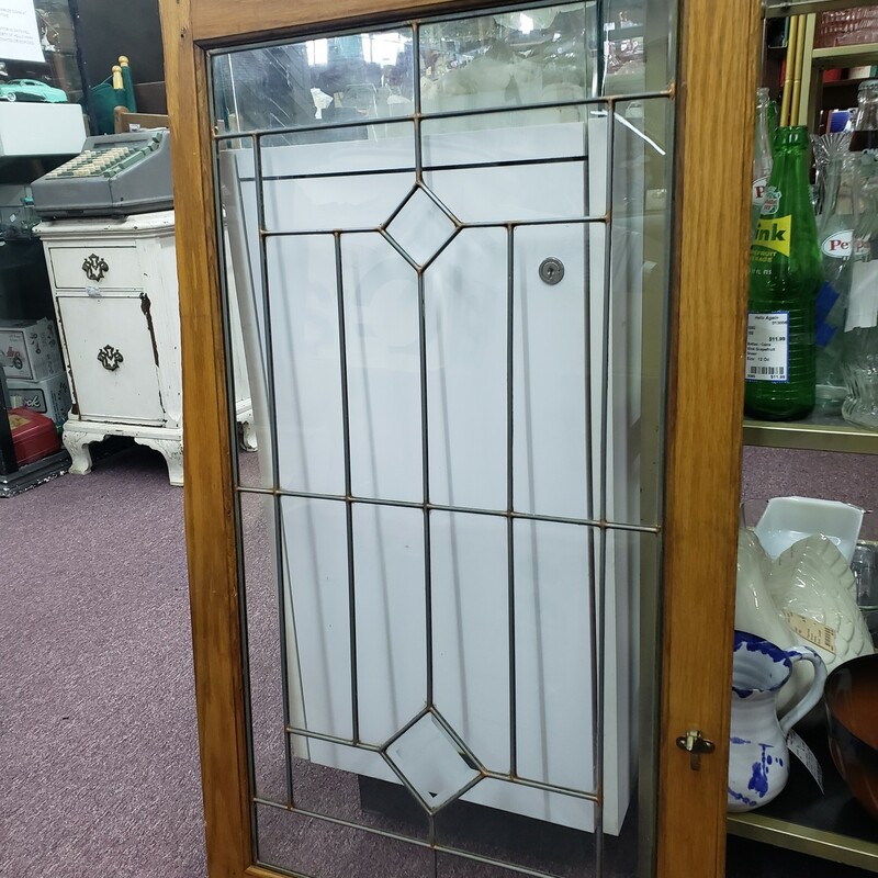 Leaded Glass Cabinet Door, Clear, Size: 21in X 38in