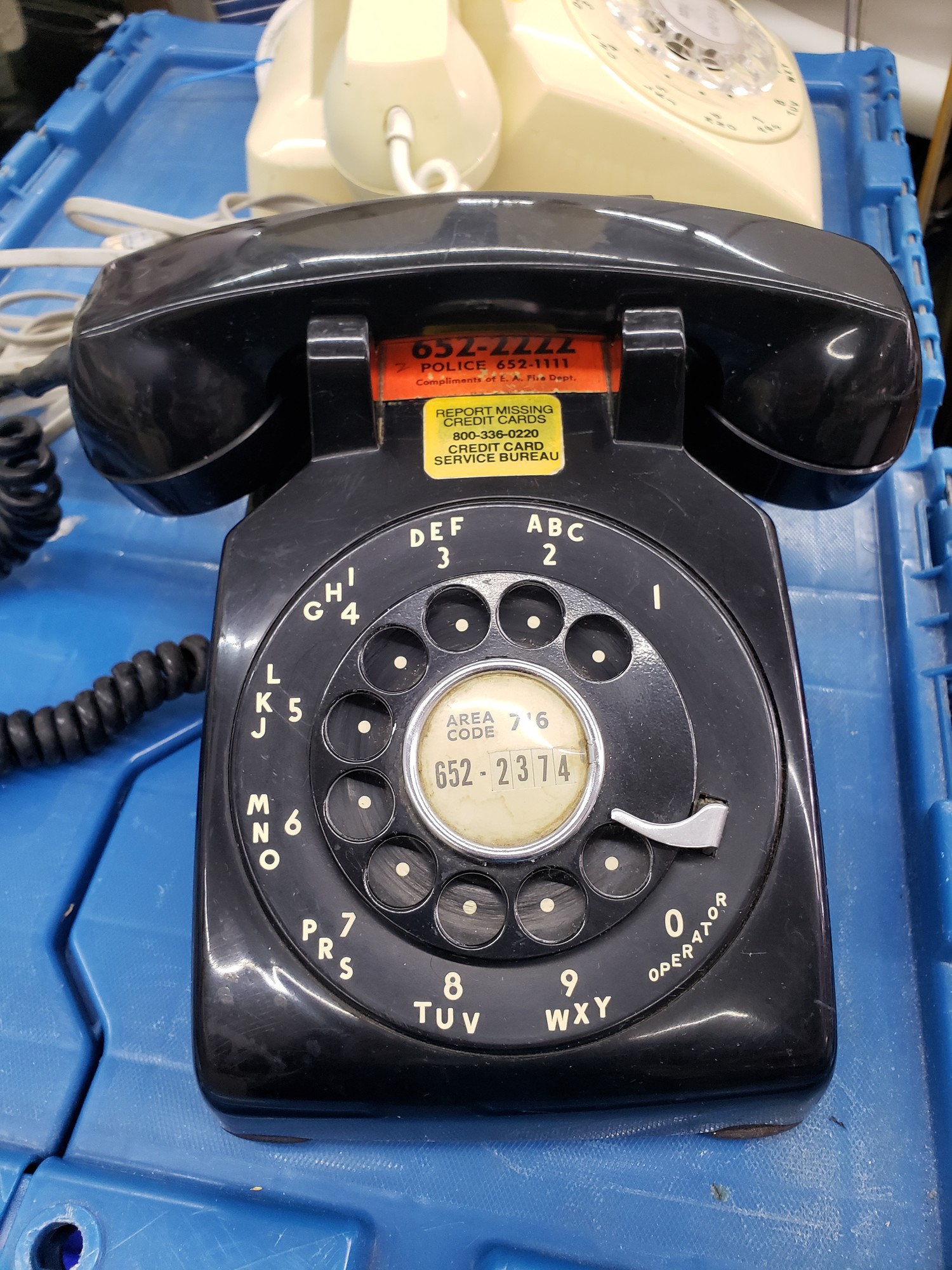 Vintage Rotary Dial Phone, Black, Size: Desk