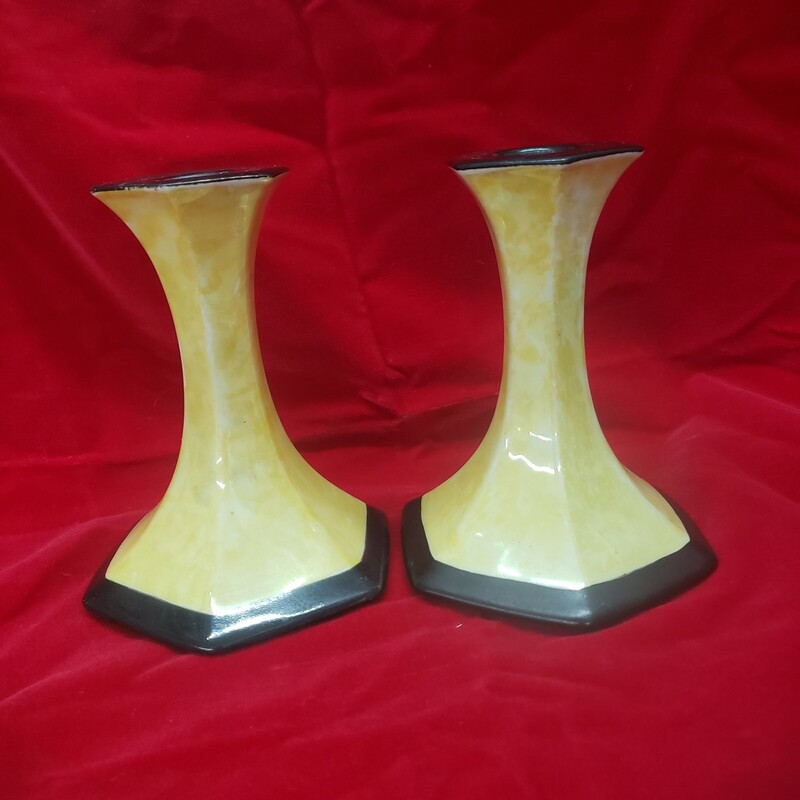 Limoge France Signed, Yellow, Size: Pair 5
