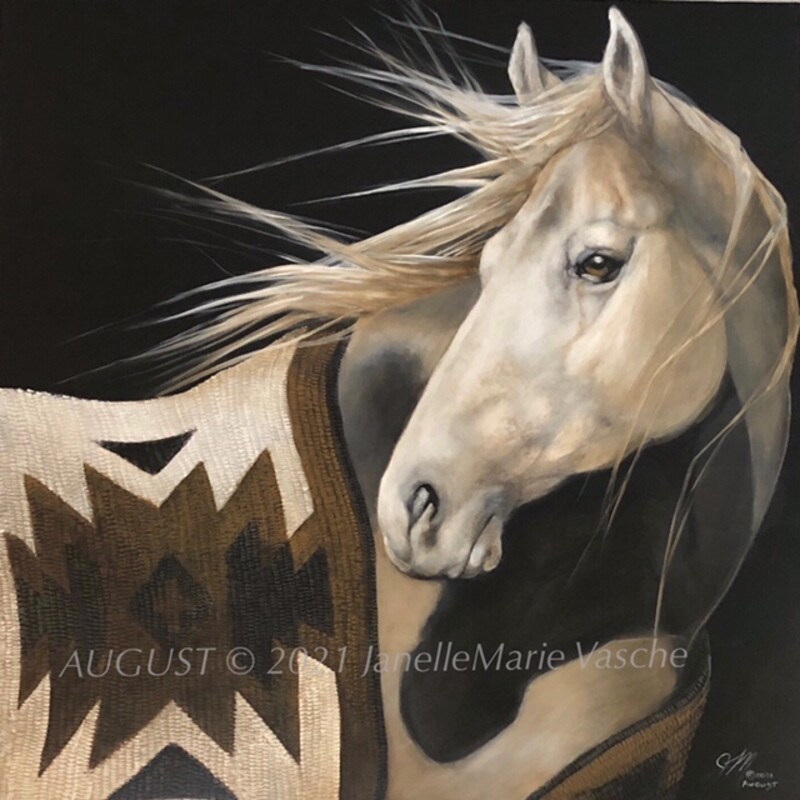 August by Janelle Marie

Size: 48 x 48

From Janelle Marie,

A Native of the Southwest, I found a home in the Sierras nearly 17 years ago. I am a freelance artist for 31 years now painting a broad spectrum of subjects from landscape portraiture(both human and animal), sports, abstract, to outdoor paintings on plywood. A good portion of my abstract work can be seen in Bay Area businesses and homes as well as on the Big Island of Hawaii and throughout the United States. I often work with interior designers and collectors to create custom concepts and very much enjoy the one on one exclusivity of private commissions. I produce originals only and specialize in creating one of a kind paintings for high end mountain homes as well as desert retreats and healing centers. Currently available in the Tahoe area is a wide variety of Horse paintings, Bears, Buffalo, Cattle and Cowgirls.

To view in person please visit the Truckee gallery on River Street, and the showroom on Pioneer Trail, and ask for Ann Dee Zeilinger or Jill Amen at Mountain Living Home Consignment 530-536-5046