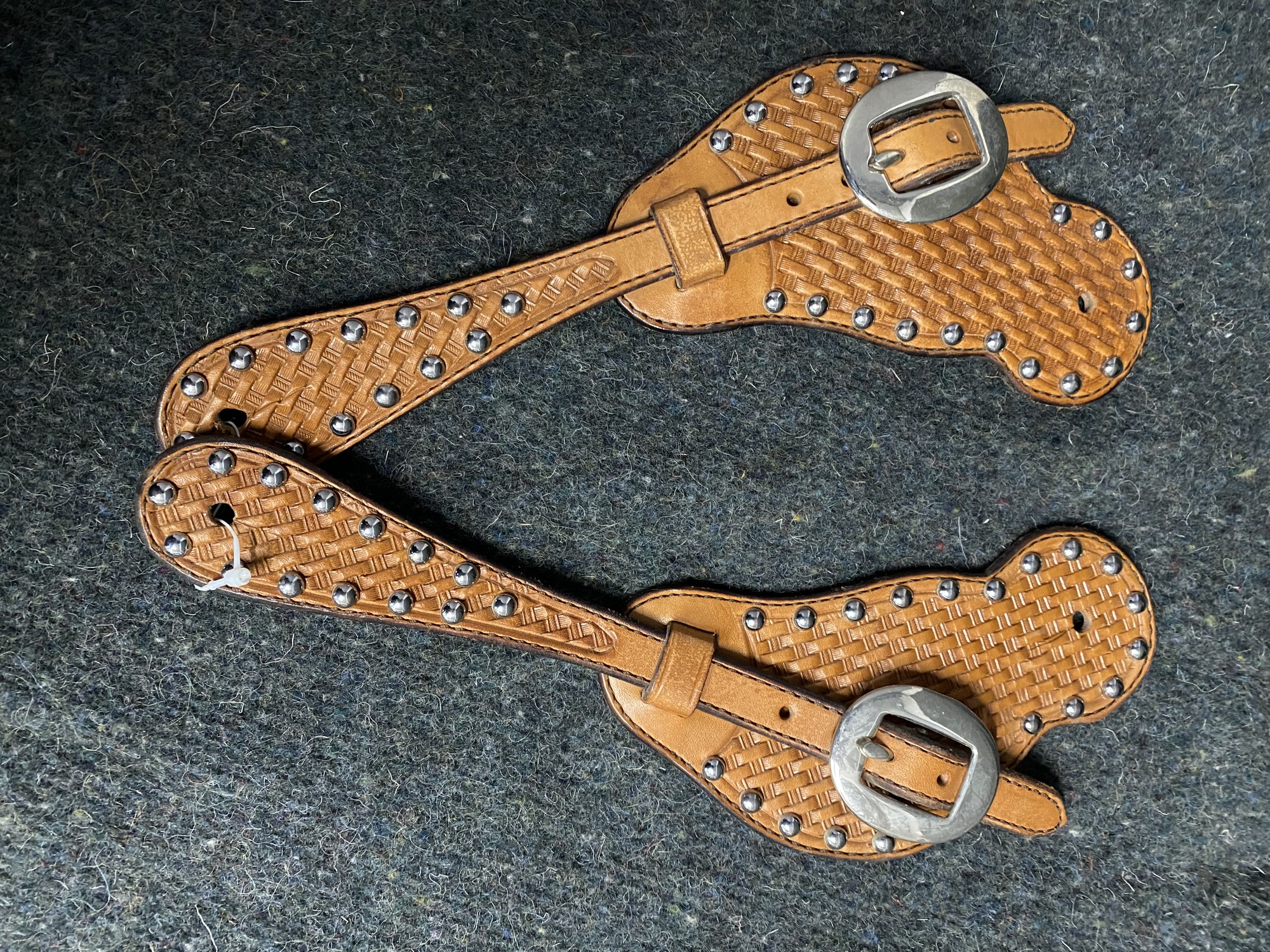 Buckaroo Spur Straps with Basket Weave &  Buttons
$70