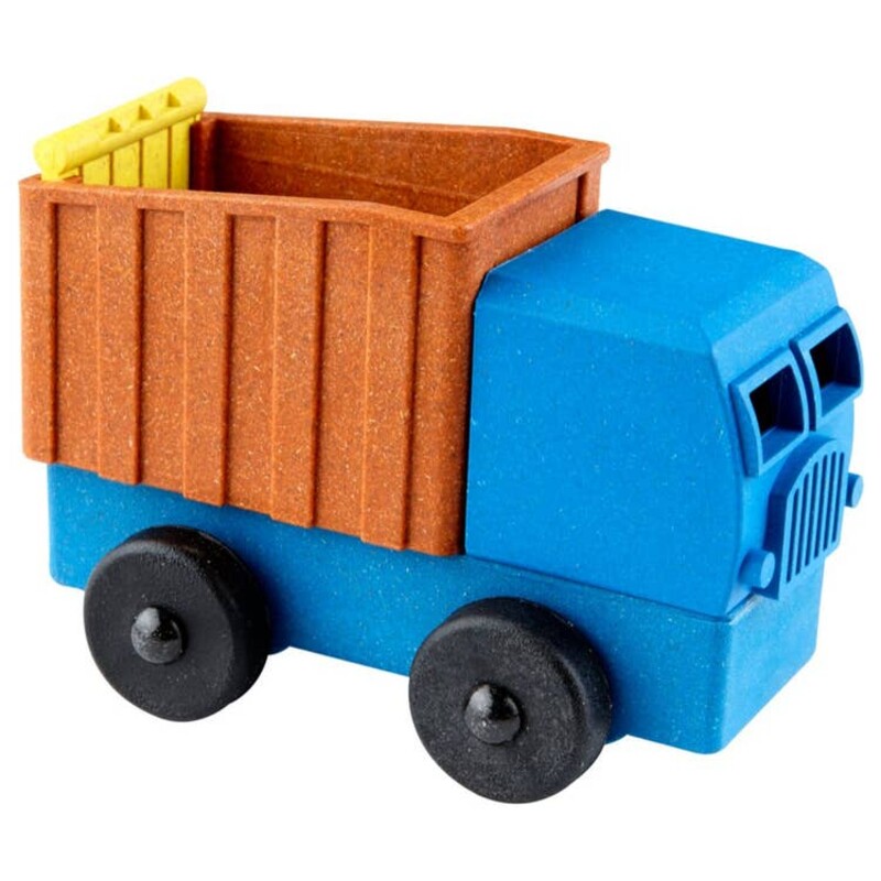 This dump truck is a four part puzzle and stacking toy that rewards your child with a working truck. This stem educational toy truck encourages early childhood development of problem solving, creative play, and fine-motor skills in kids aged 3+. The fit of the parts is designed with a little wiggle room so there's no frustration as your child's motor skills are developing. The colors are molded in, not painted on. Parts are interchangeable with other Luke's Toy Factory toy trucks.

- Sustainable packaging made of recycled cardboard, doubles as a storage container.
Made in United States of America