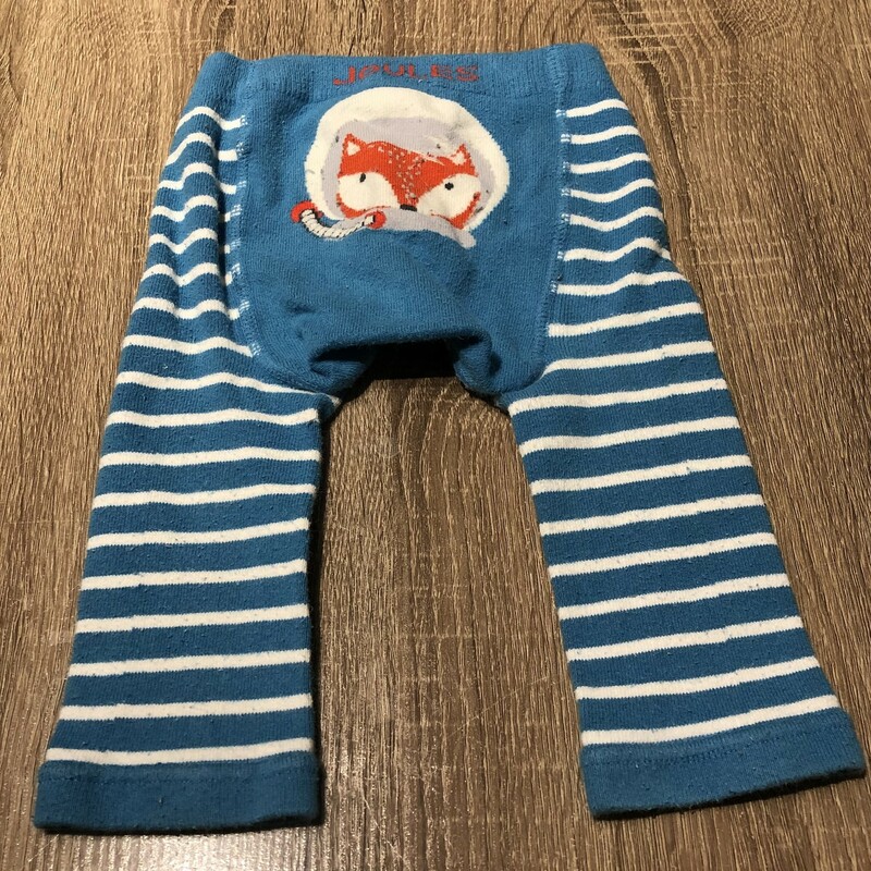 Joule Striped Footless Tights, Teal/White
Size: 6-12M
Fox on Rear