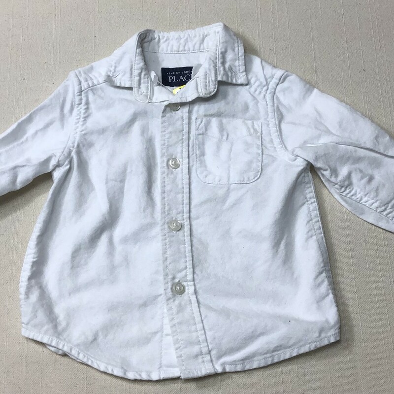 CP Button Down Shirt, White, Size: 6-9M