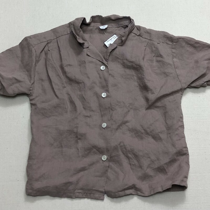 Here I Am Linen Shirt, Brown, Size: 8-9Y