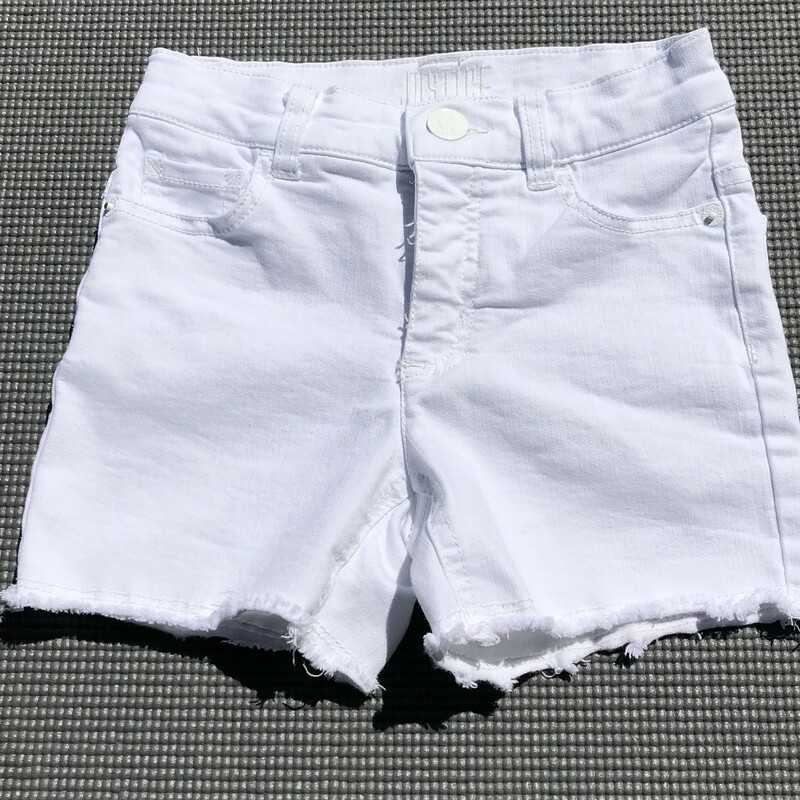 Justice Denim Shorts, White, Size: 10Y