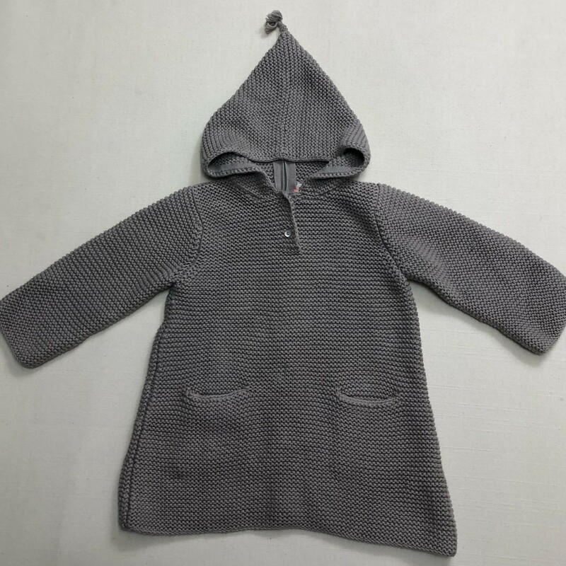 Bonton Knit Hooded Dress, Taupe, Size: 2Y
