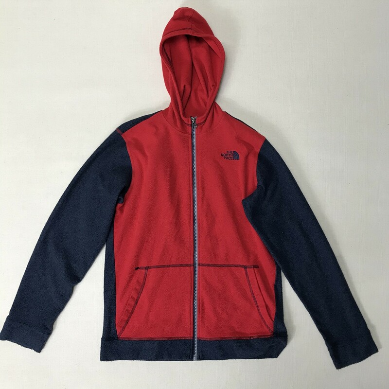 North Face Fleece Hoodie, Red/Blue, Size: 14Y